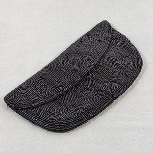 Black beaded Japanese clutch purse from 1950s